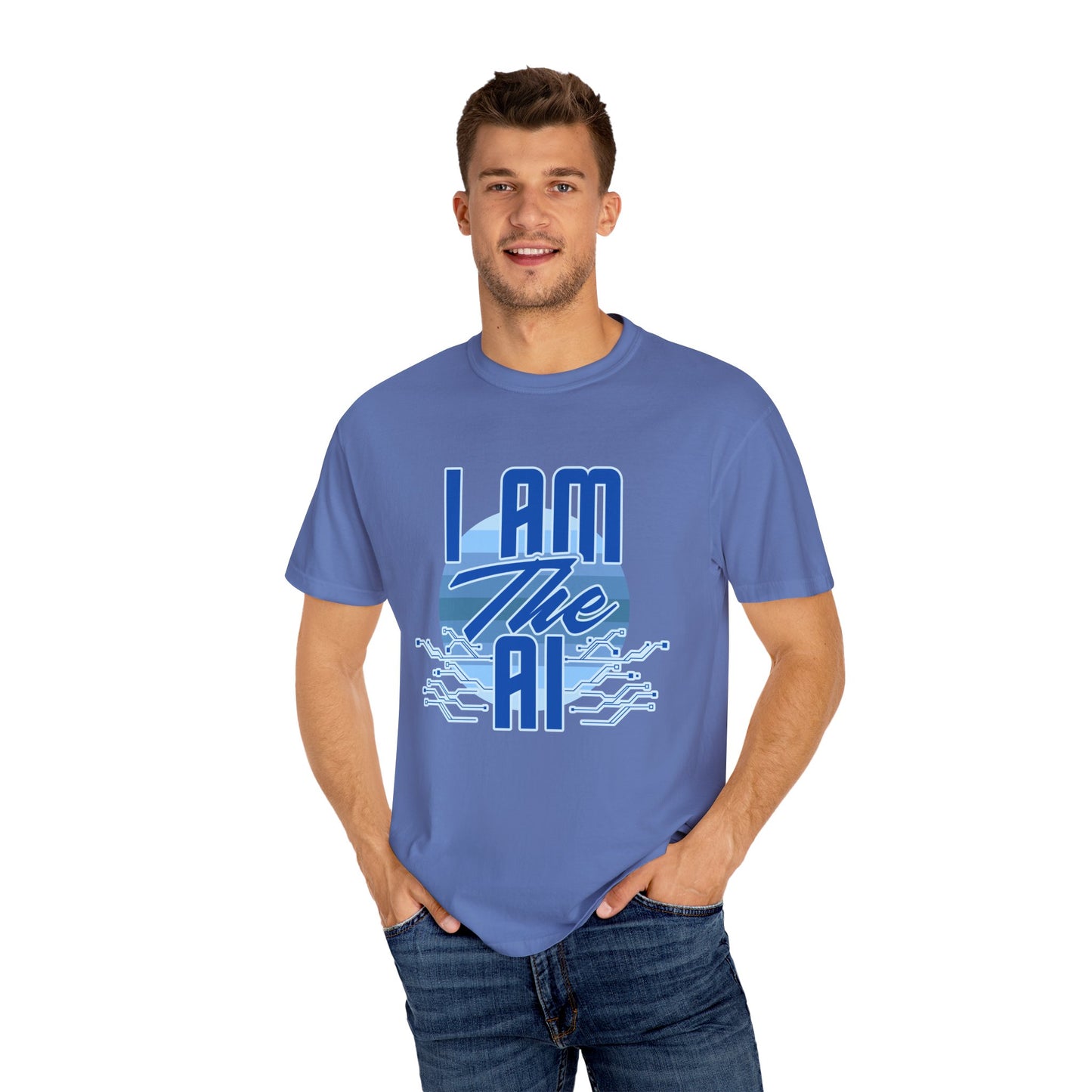 AI-Themed Unisex Garment-Dyed T-Shirt, Tech T-shirt, Gift for Tech Lovers, Casual Wear, Unique Graphic Tee, Perfect for Conferences