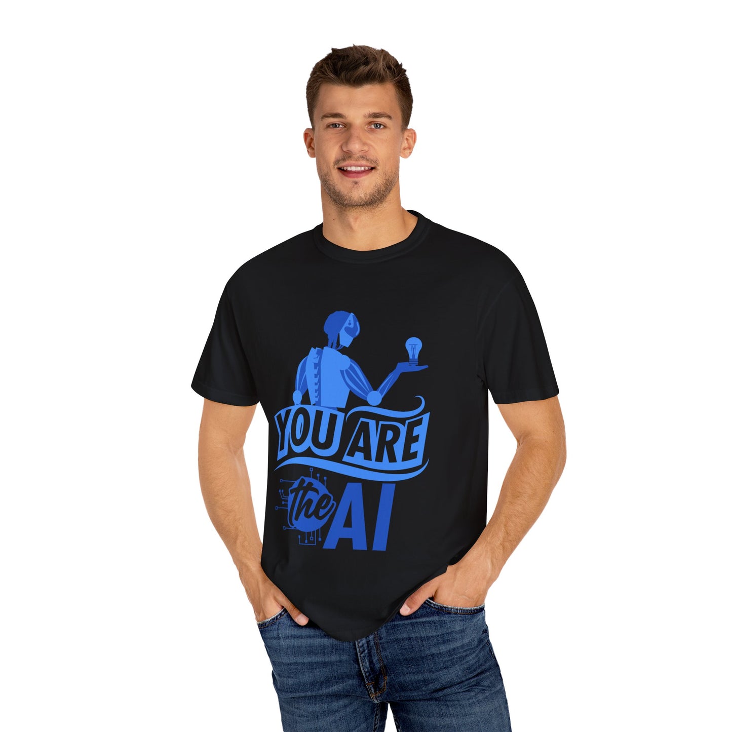 AI-Themed Unisex Garment-Dyed T-Shirt, Tech T-shirt, Gift for Tech Lovers, Casual Wear, Unique Graphic Tee, Perfect for Conferences