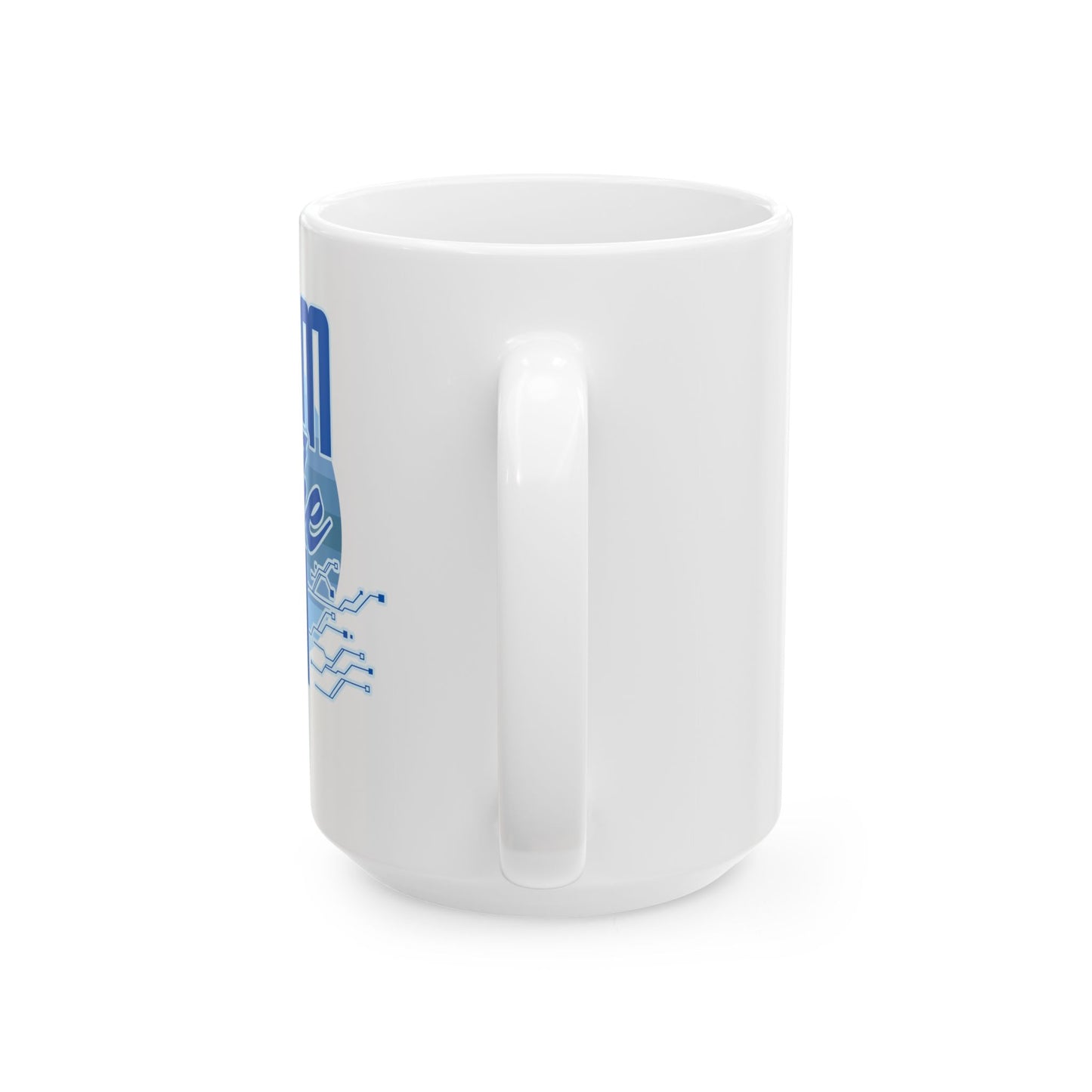 Cyber Love Ceramic Mug, Tech-Inspired Mug, Geek Gift, Computer Lover Cup, Customizable Digital Art, Unique Coffee Mug
