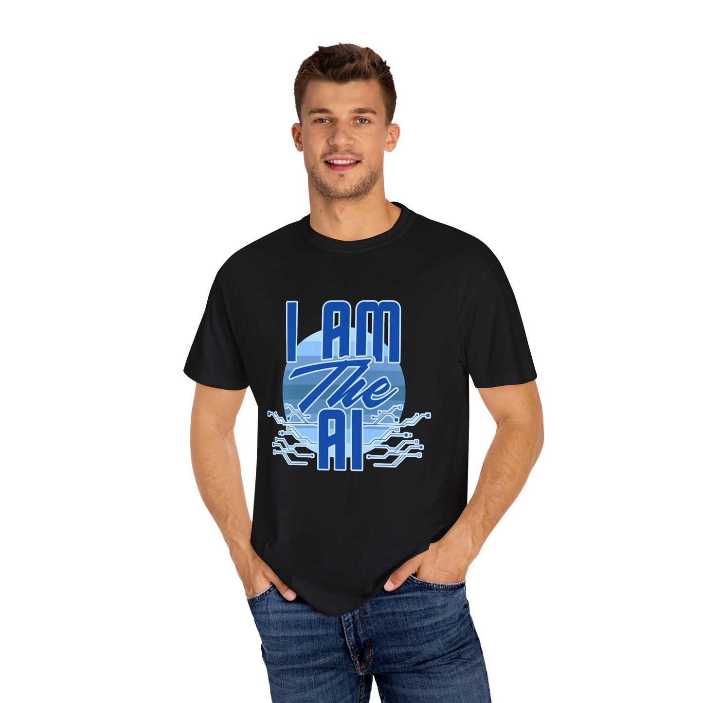 AI-Themed Unisex Garment-Dyed T-Shirt, Tech T-shirt, Gift for Tech Lovers, Casual Wear, Unique Graphic Tee, Perfect for Conferences