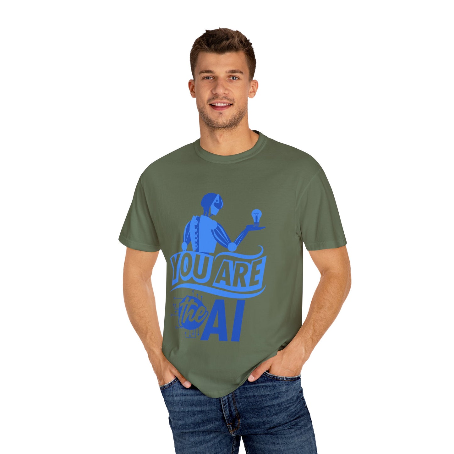 AI-Themed Unisex Garment-Dyed T-Shirt, Tech T-shirt, Gift for Tech Lovers, Casual Wear, Unique Graphic Tee, Perfect for Conferences