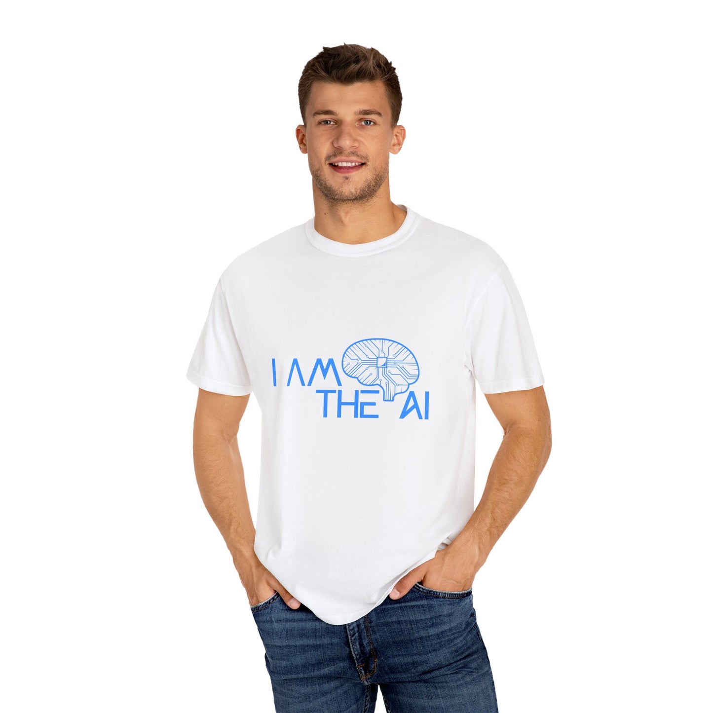 AI-Themed Unisex Garment-Dyed T-Shirt, Tech T-shirt, Gift for Tech Lovers, Casual Wear, Unique Graphic Tee, Perfect for Conferences