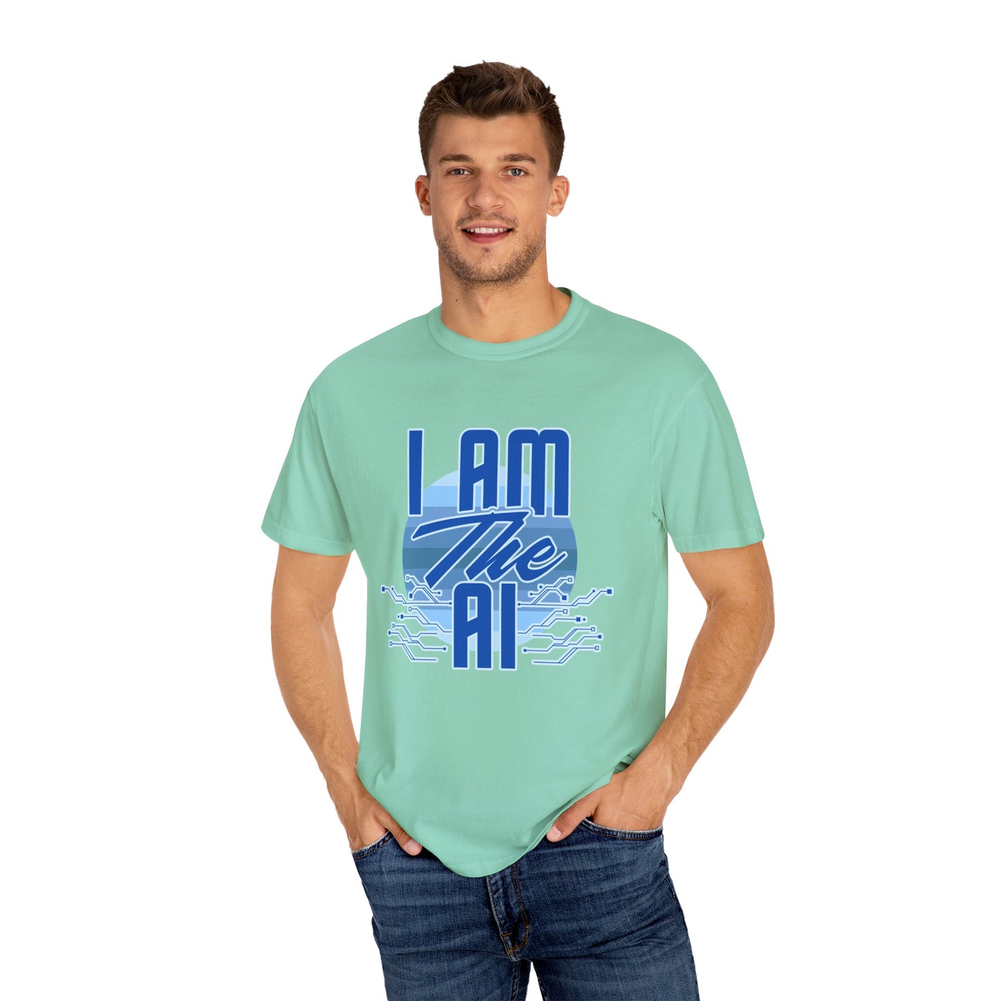 AI-Themed Unisex Garment-Dyed T-Shirt, Tech T-shirt, Gift for Tech Lovers, Casual Wear, Unique Graphic Tee, Perfect for Conferences