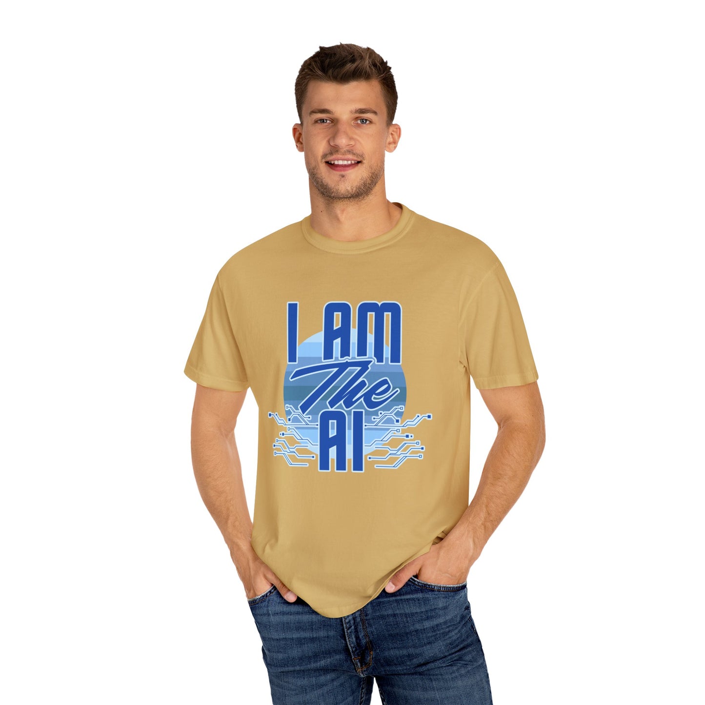 AI-Themed Unisex Garment-Dyed T-Shirt, Tech T-shirt, Gift for Tech Lovers, Casual Wear, Unique Graphic Tee, Perfect for Conferences