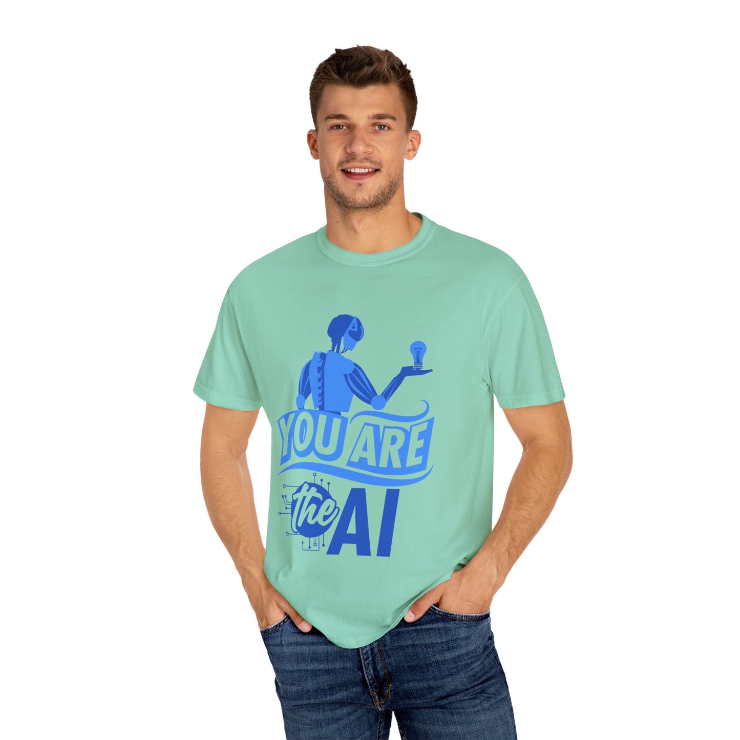 AI-Themed Unisex Garment-Dyed T-Shirt, Tech T-shirt, Gift for Tech Lovers, Casual Wear, Unique Graphic Tee, Perfect for Conferences