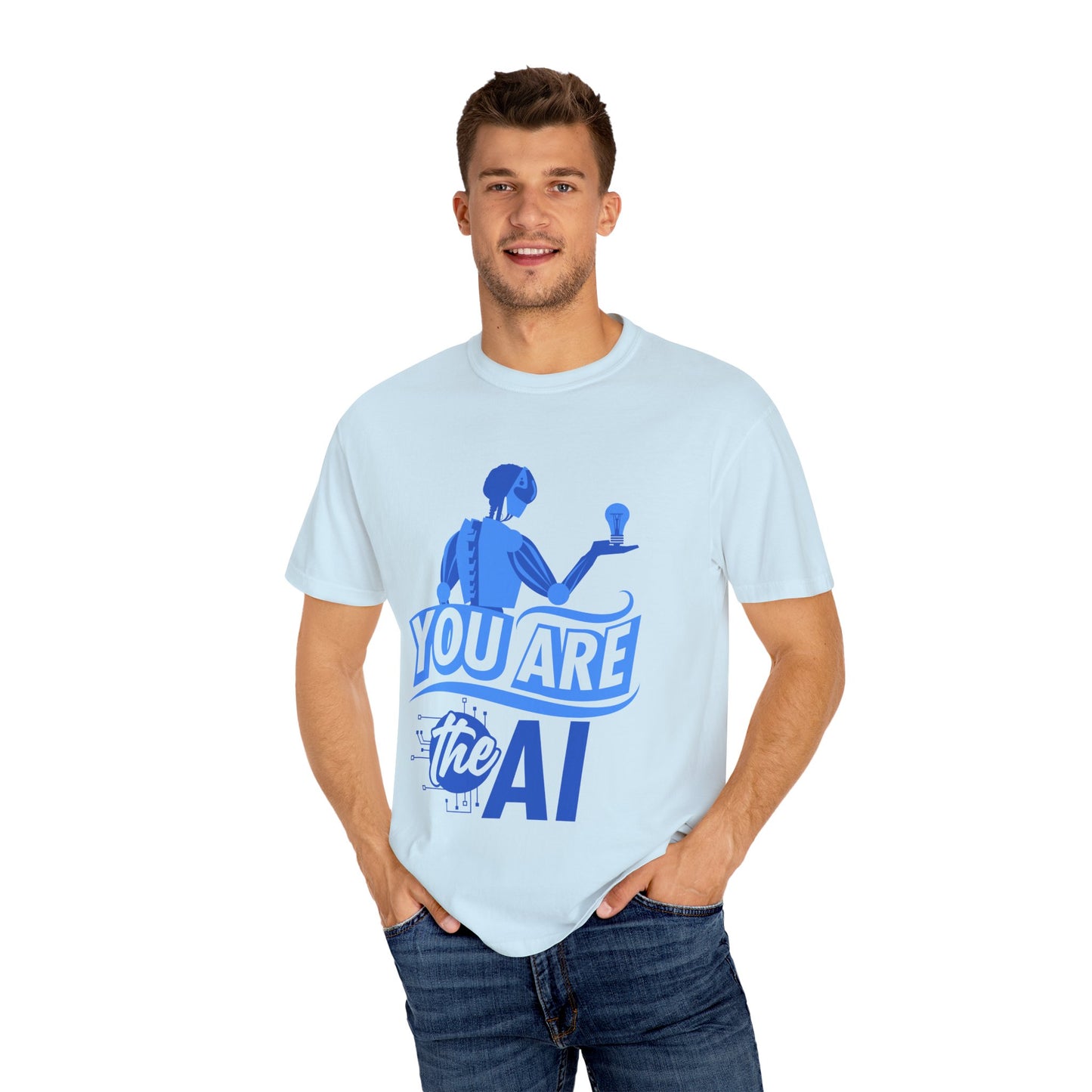 AI-Themed Unisex Garment-Dyed T-Shirt, Tech T-shirt, Gift for Tech Lovers, Casual Wear, Unique Graphic Tee, Perfect for Conferences