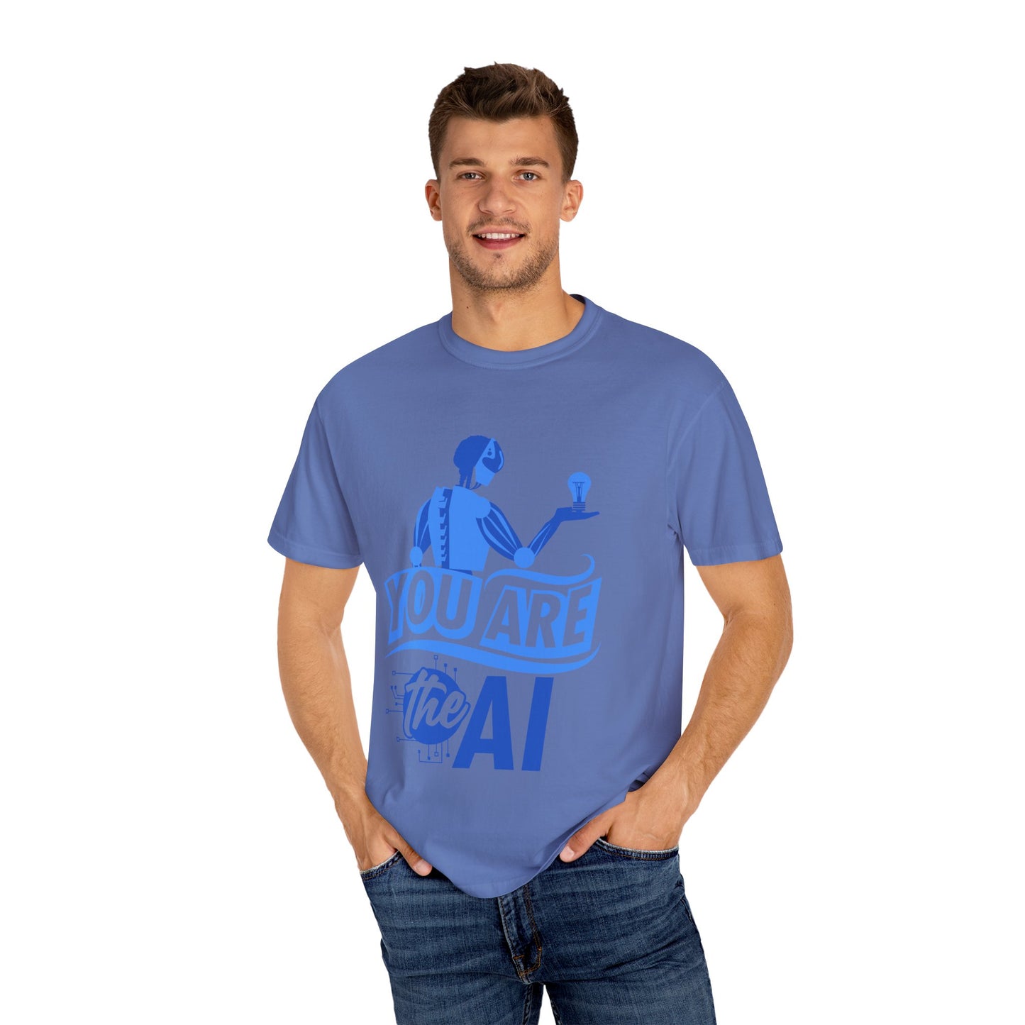 AI-Themed Unisex Garment-Dyed T-Shirt, Tech T-shirt, Gift for Tech Lovers, Casual Wear, Unique Graphic Tee, Perfect for Conferences