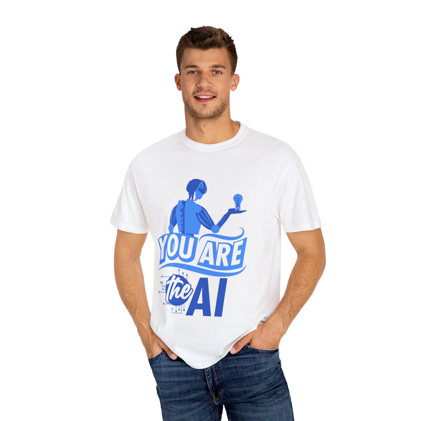 AI-Themed Unisex Garment-Dyed T-Shirt, Tech T-shirt, Gift for Tech Lovers, Casual Wear, Unique Graphic Tee, Perfect for Conferences