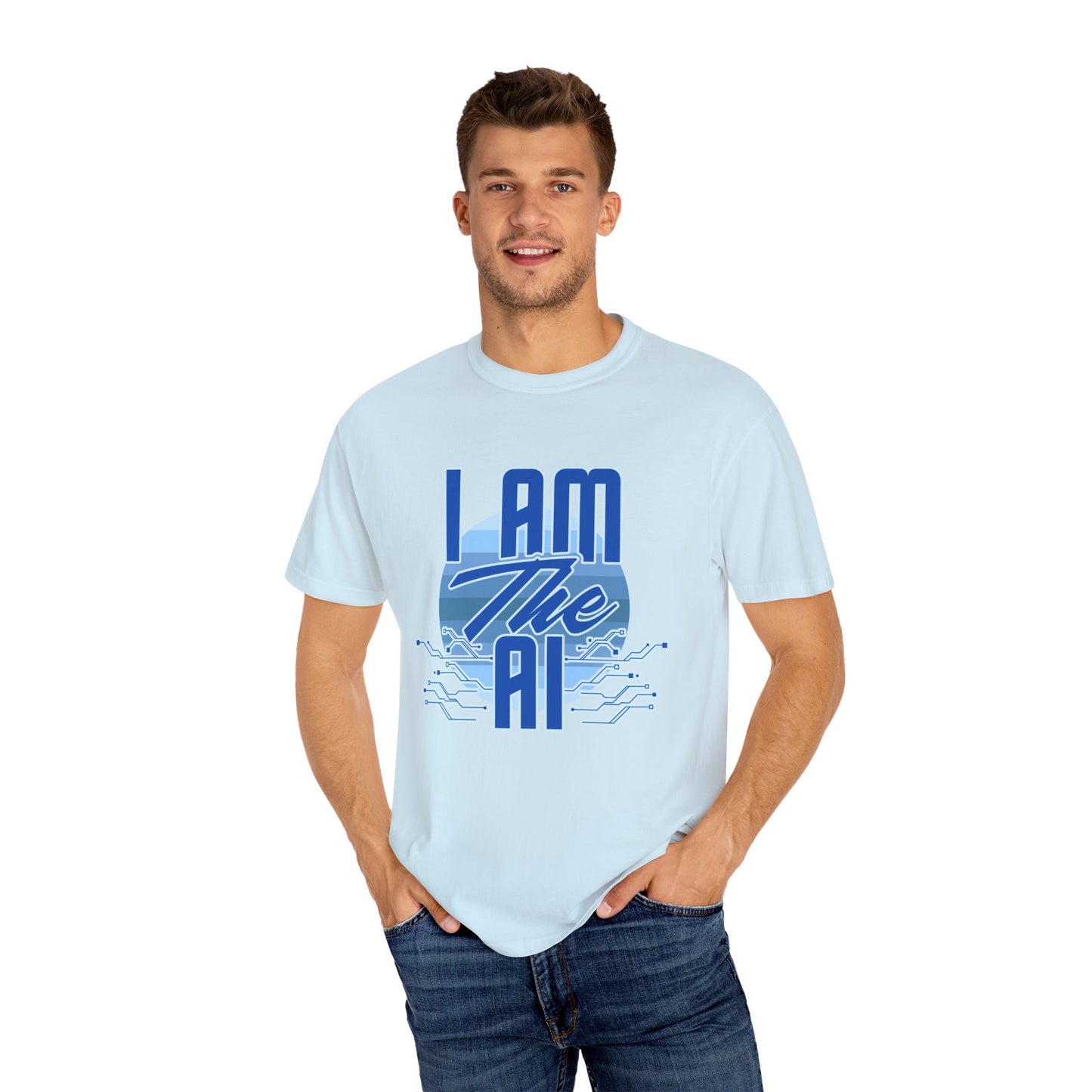 AI-Themed Unisex Garment-Dyed T-Shirt, Tech T-shirt, Gift for Tech Lovers, Casual Wear, Unique Graphic Tee, Perfect for Conferences