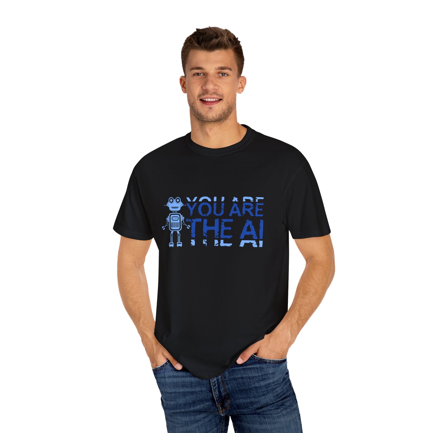 AI-Themed Unisex Garment-Dyed T-Shirt, Tech T-shirt, Gift for Tech Lovers, Casual Wear, Unique Graphic Tee, Perfect for Conferences