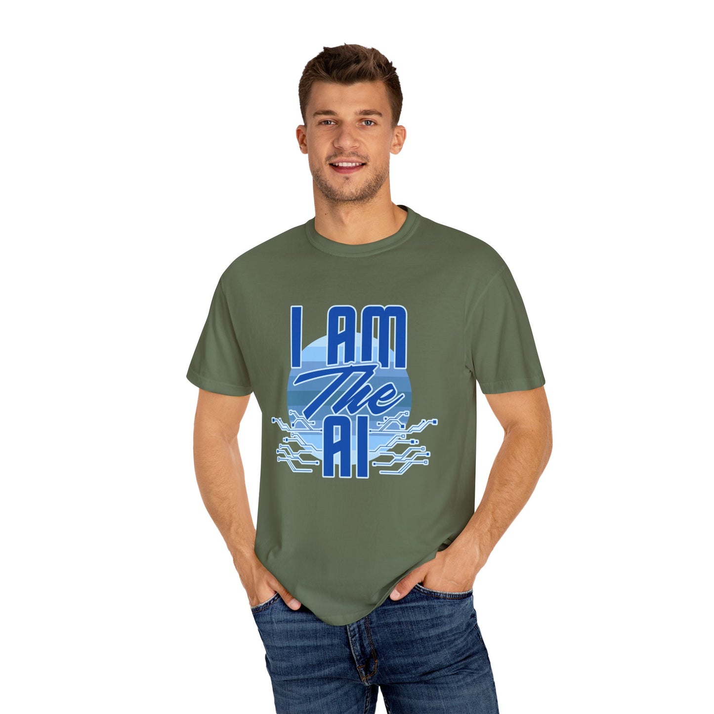 AI-Themed Unisex Garment-Dyed T-Shirt, Tech T-shirt, Gift for Tech Lovers, Casual Wear, Unique Graphic Tee, Perfect for Conferences