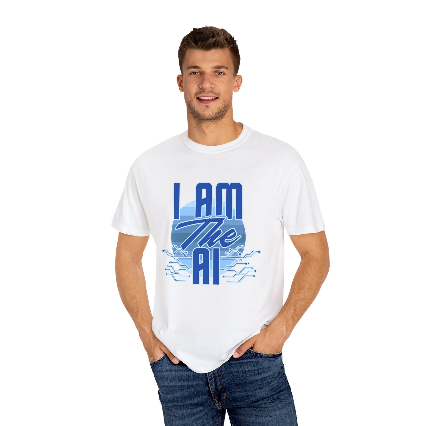 AI-Themed Unisex Garment-Dyed T-Shirt, Tech T-shirt, Gift for Tech Lovers, Casual Wear, Unique Graphic Tee, Perfect for Conferences